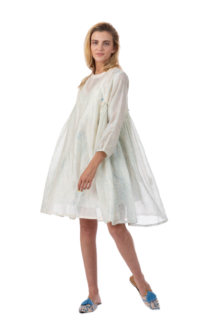 Alice Blue Silk Cotton Summer Dress