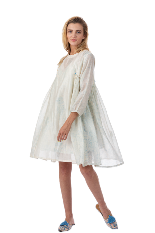Alice Blue Silk Cotton Summer Dress