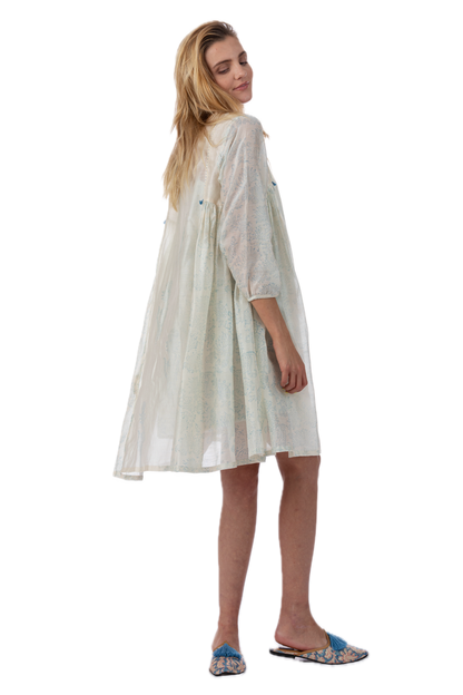 Alice Blue Silk Cotton Summer Dress