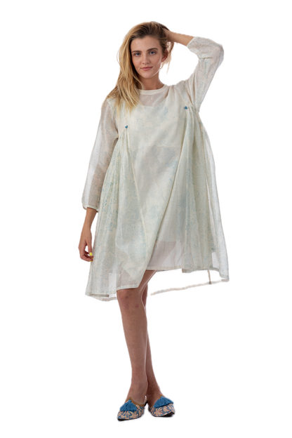 Alice Blue Silk Cotton Summer Dress