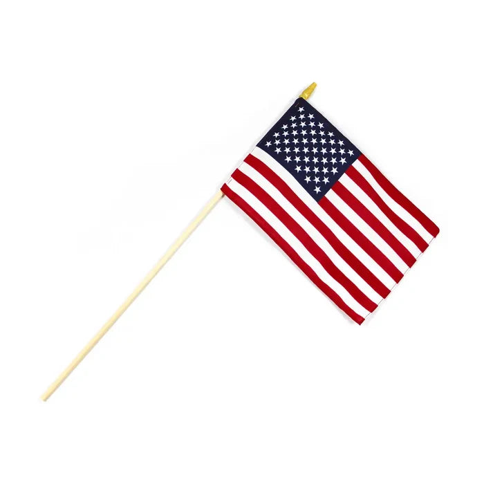 American Flag On Staff 12"x18"