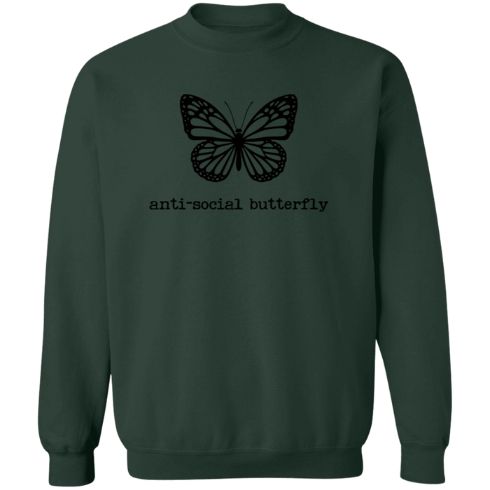 Anti-Social Butterfly crewneck sweatshirt in Forest Green