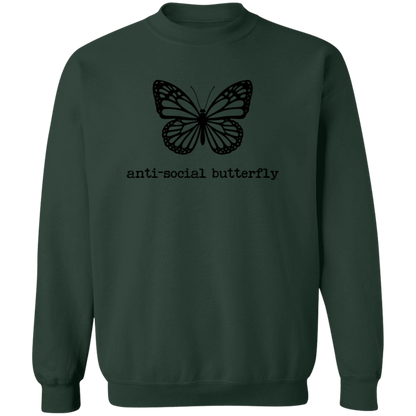 Anti-Social Butterfly crewneck sweatshirt in Forest Green