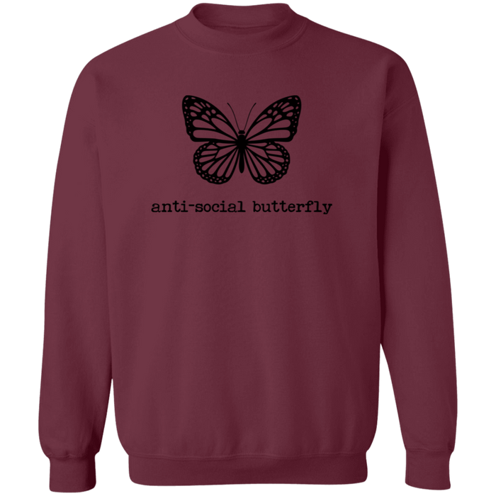 Anti-Social Butterfly crewneck sweatshirt in Maroon