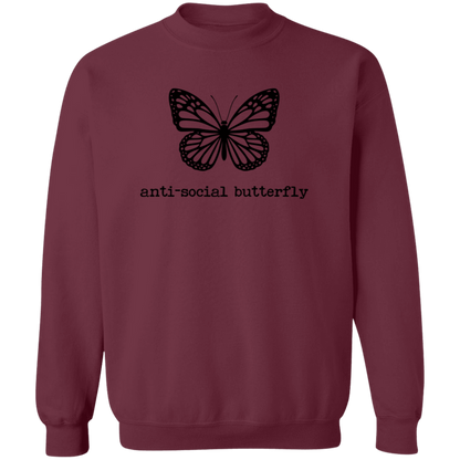 Anti-Social Butterfly crewneck sweatshirt in Maroon