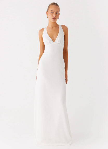 Desi Halterneck Maxi Dress White