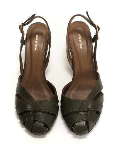 Banie 50 stiletto Shiny lamb Moss green - Anonymous Copenhagen