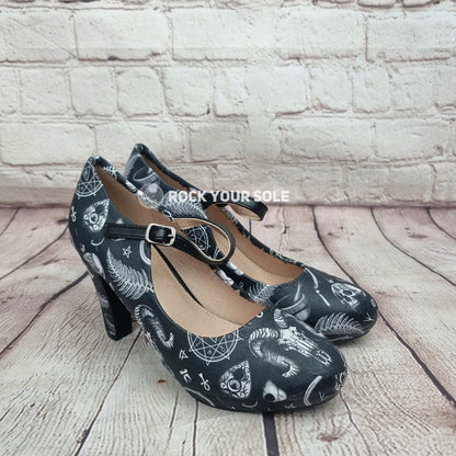 Baphomed Occult 4inch heels with staps
