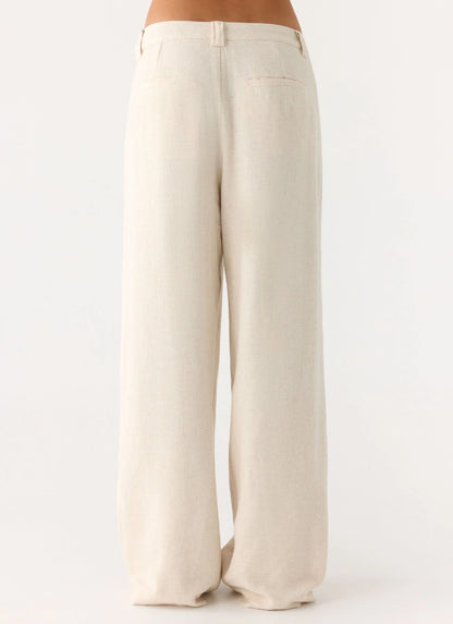 Delong Low Rise Linen Pants Oatmeal
