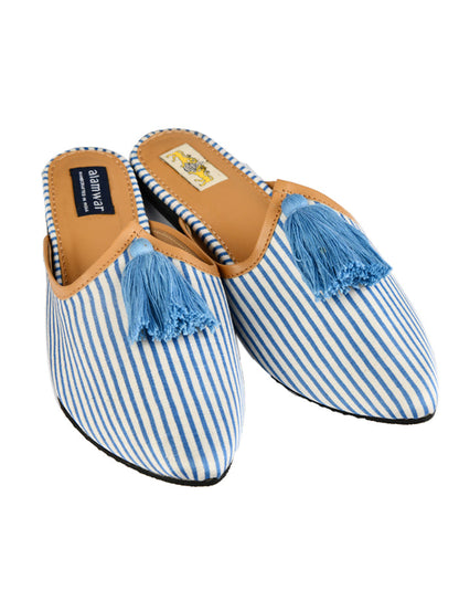 Blue Pinstripe Babouche