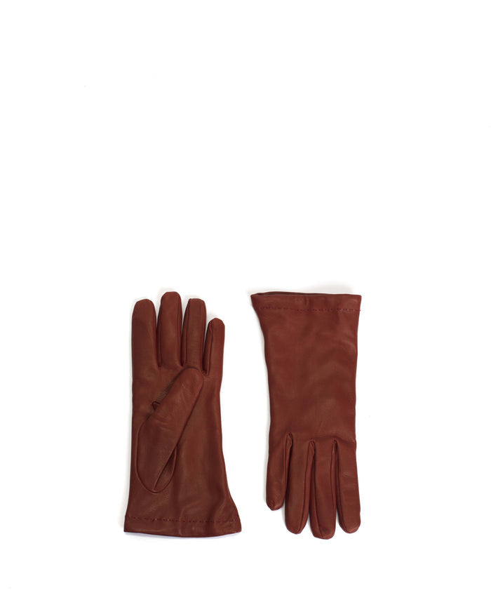 Bridget leather cashmere glove Lamb leather & 100% cashmere Ruby red & taupe - Anonymous Copenhagen