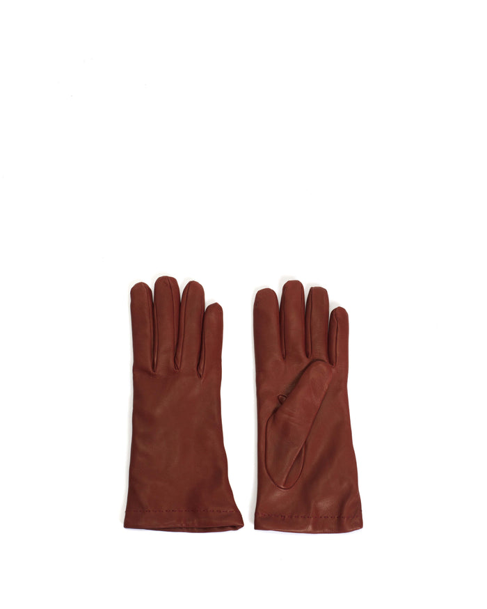 Bridget leather cashmere glove Lamb leather & 100% cashmere Ruby red & taupe - Anonymous Copenhagen