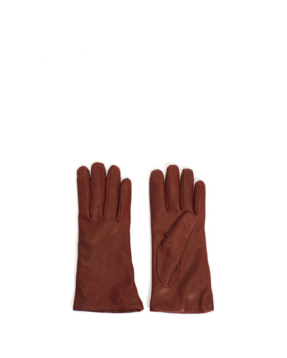 Bridget leather cashmere glove Lamb leather & 100% cashmere Ruby red & taupe - Anonymous Copenhagen