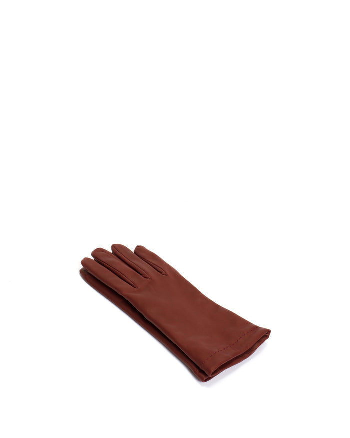 Bridget leather cashmere glove Lamb leather & 100% cashmere Ruby red & taupe - Anonymous Copenhagen