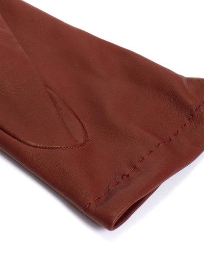 Bridget leather cashmere glove Lamb leather & 100% cashmere Ruby red & taupe - Anonymous Copenhagen