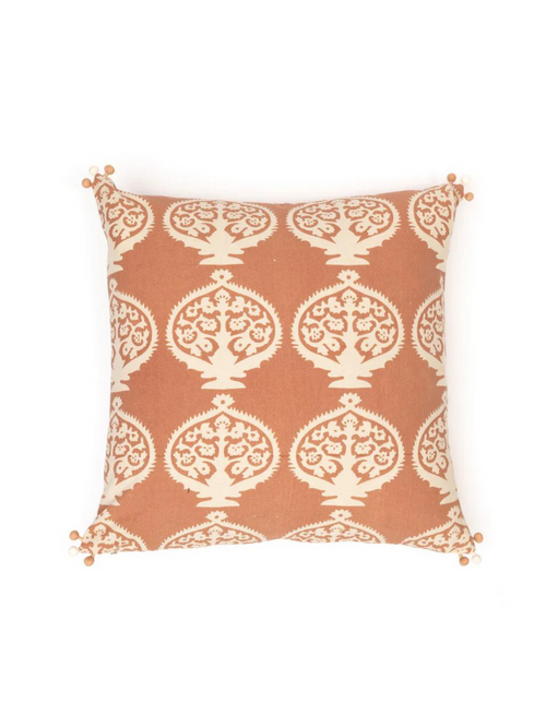Bukhara Grande Clay Decorative Pillow Cover With Pom-Poms