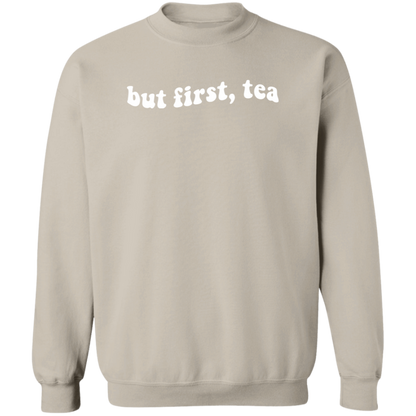 But First Tea crewneck sweatshirt in Sand