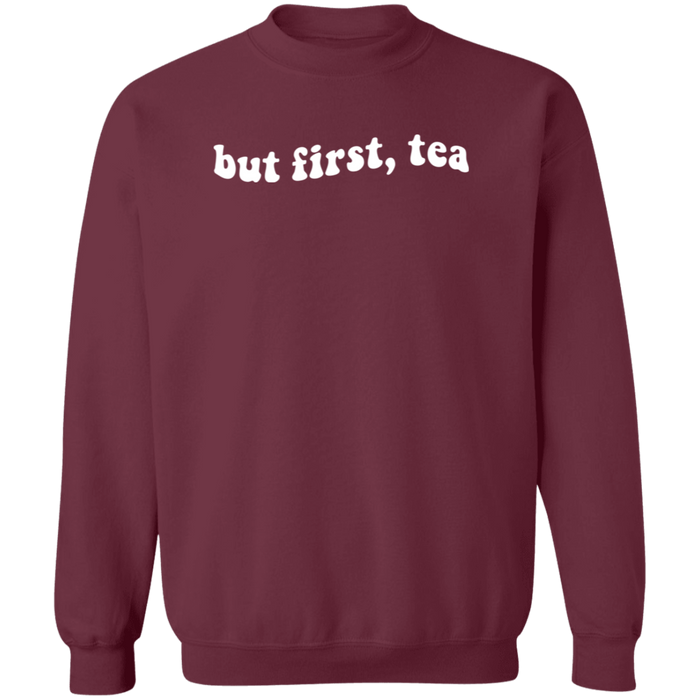 But First Tea crewneck sweatshirt in Maroon