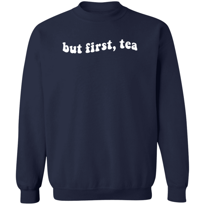 But First Tea crewneck sweatshirt in Navy