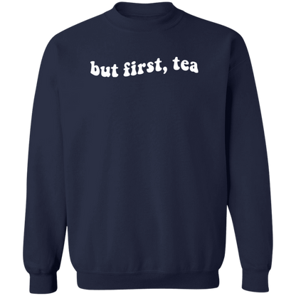 But First Tea crewneck sweatshirt in Navy