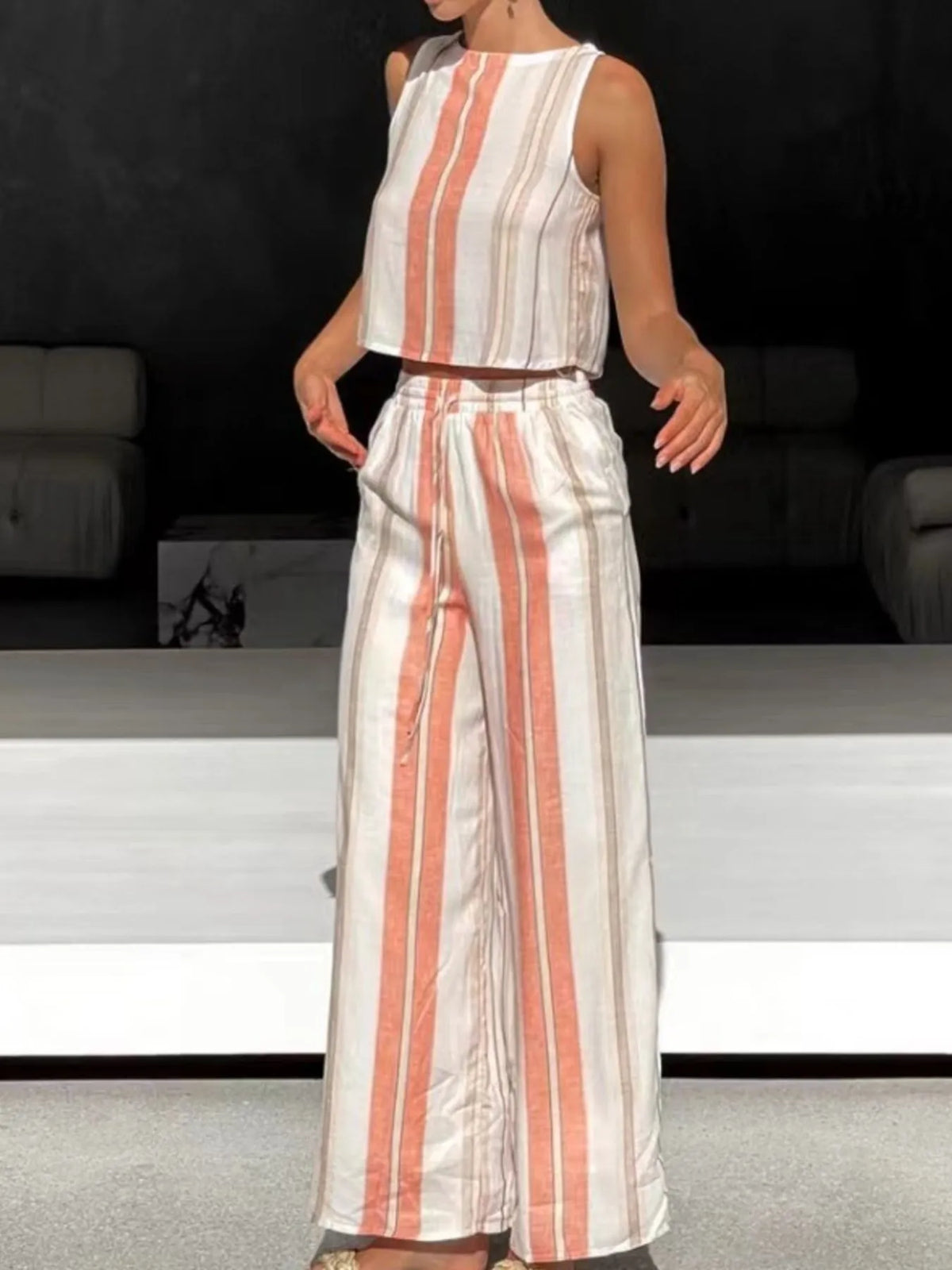 Hazel Blues® |  Printed Tank and Wide Leg Pants Set