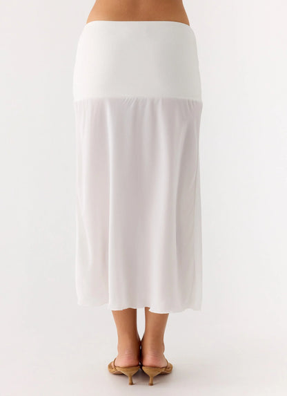 Connect My Heart Midi Skirt White