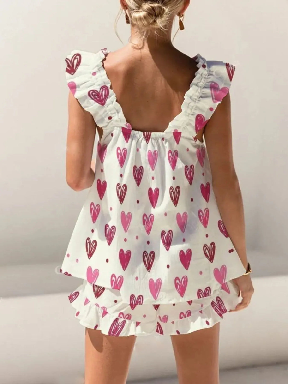 Hazel Blues® |  Ruffled Striped Tank and Shorts Set