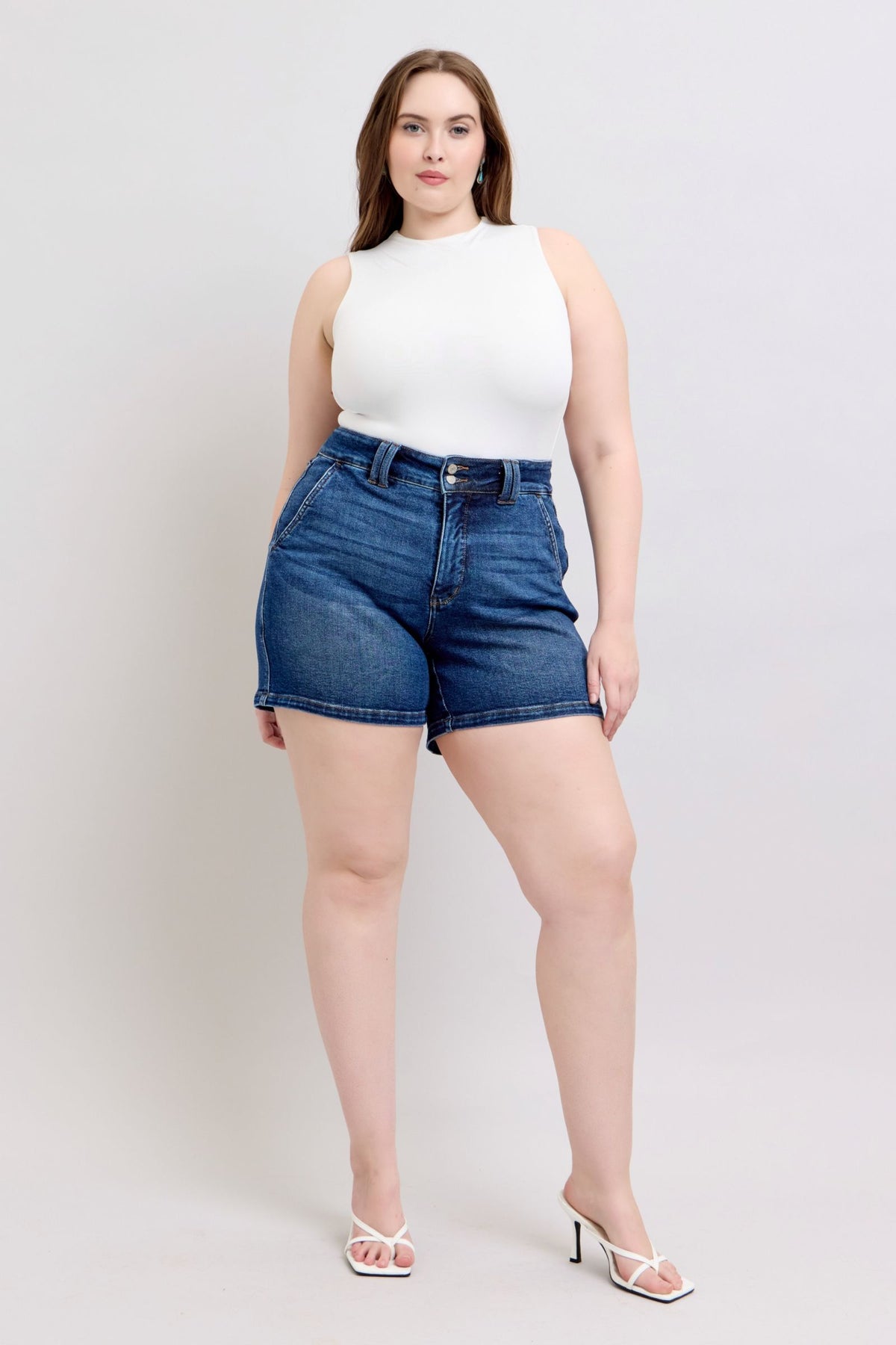 Hazel Blues® | Judy Blue Double Button Waistband Denim Shorts