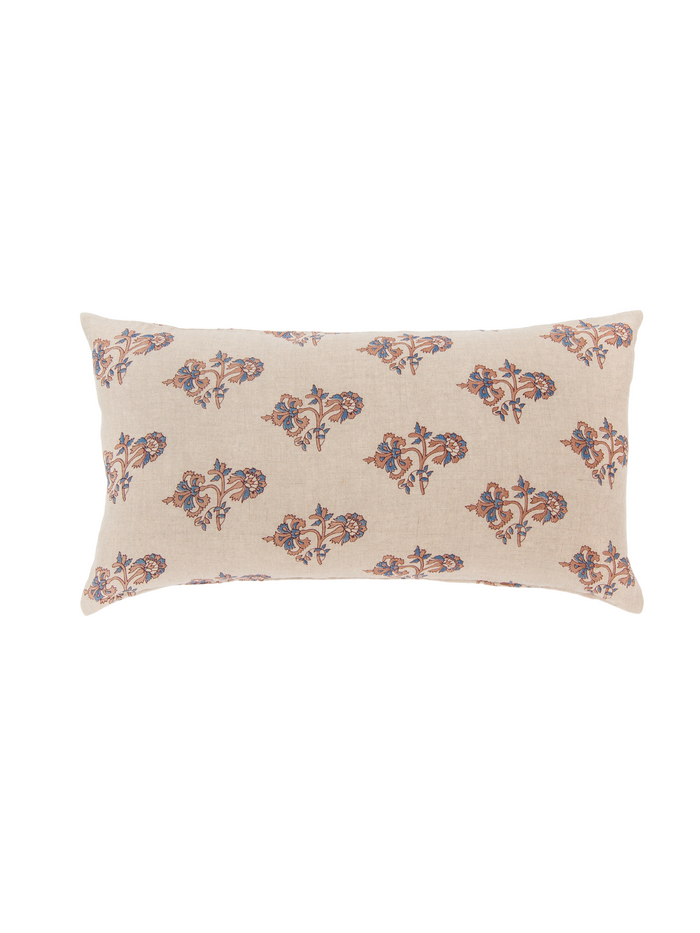 Carnation Blue And Taupe Petit Lumbar Pillow