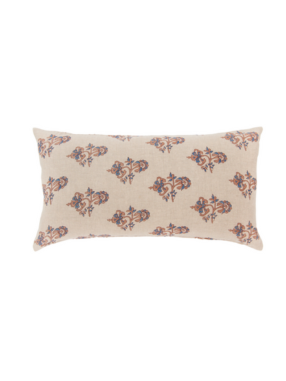 Carnation Blue And Taupe Petit Lumbar Pillow