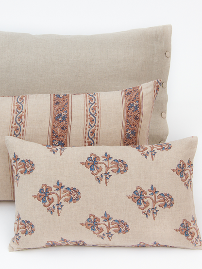 Carnation Blue And Taupe Petit Lumbar Pillow