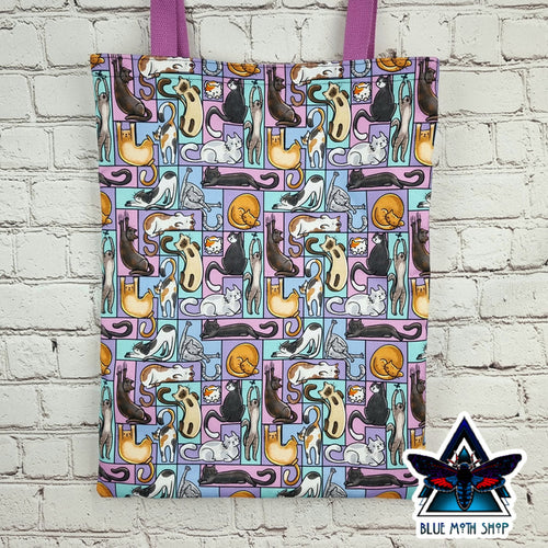 Cat Tetris strong large canvas tote bag