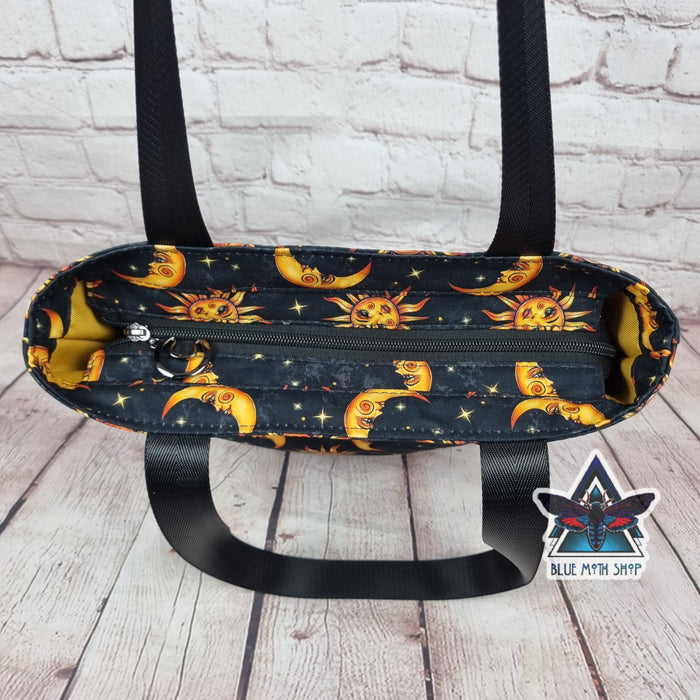 Celestial Sun Moon Tote Bag with Zip