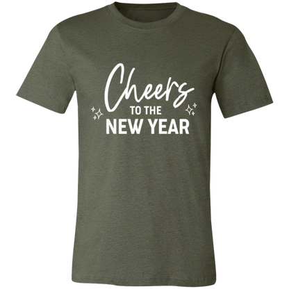 Cheers to the New Year graphic t-shirt in Heather Military Green