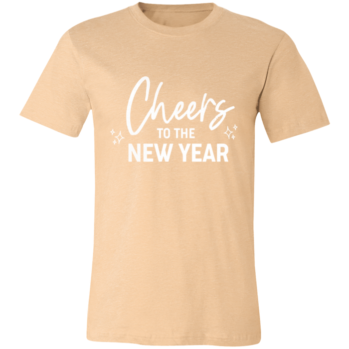 Cheers to the New Year graphic t-shirt in Heather Sand Dune