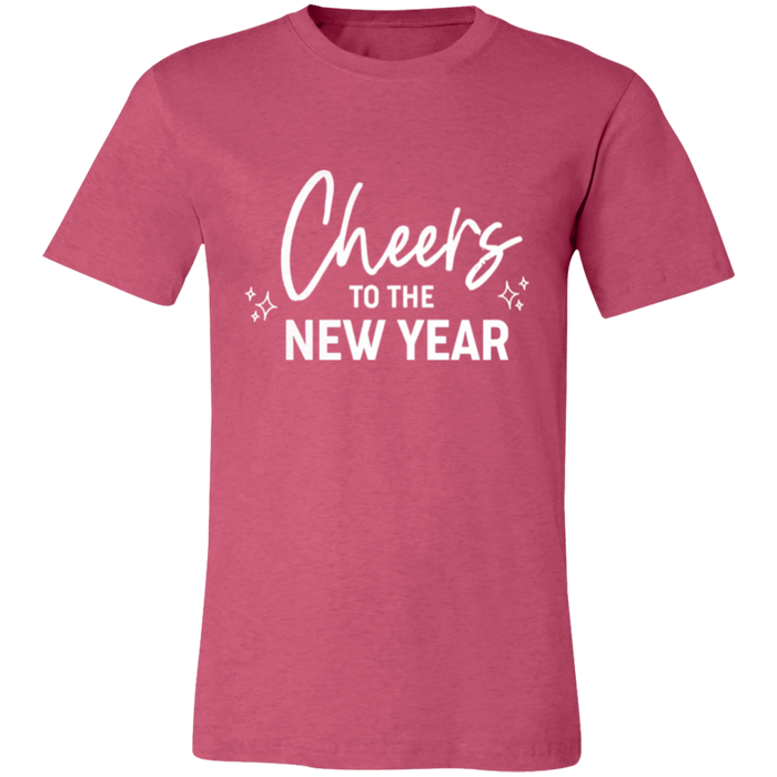 Cheers to the New Year graphic t-shirt in Heather Raspberry
