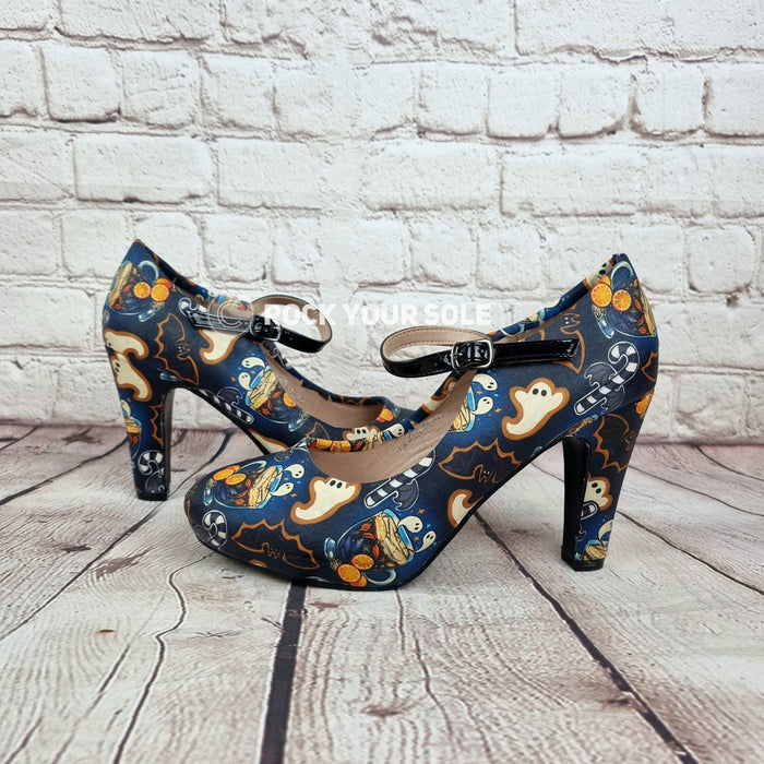 Christmas Ghost Tea 4inch heels with staps