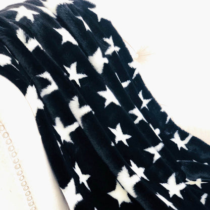 Closeout Black and White Stars Soft Handmade Luxury Throw - Plutus Brands