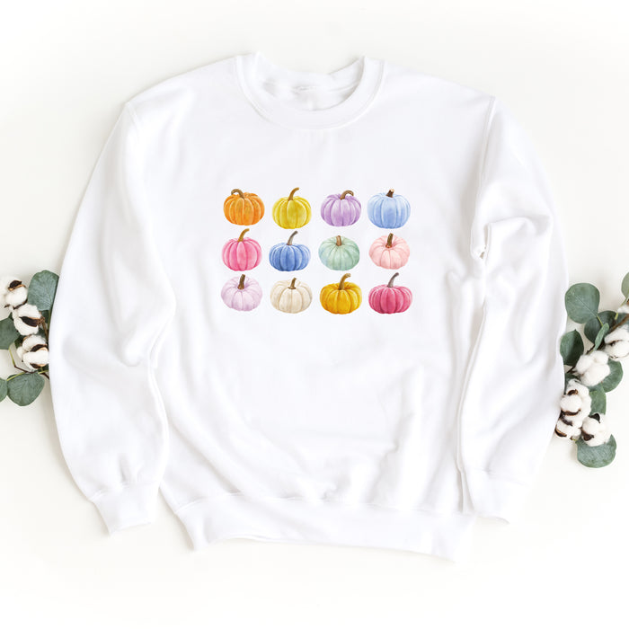 Colorful Pumpkins crewneck sweatshirt, product photo 2