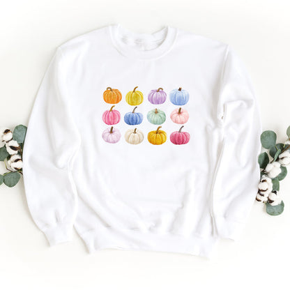 Colorful Pumpkins crewneck sweatshirt, product photo 2