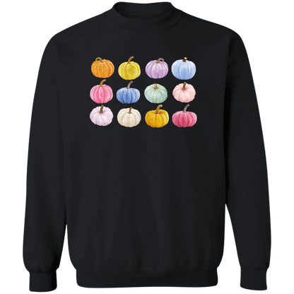 Colorful Pumpkins crewneck sweatshirt in Black