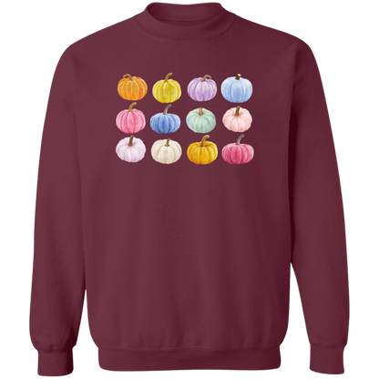 Colorful Pumpkins crewneck sweatshirt in Maroon