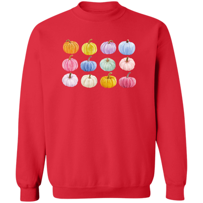Colorful Pumpkins crewneck sweatshirt in Red