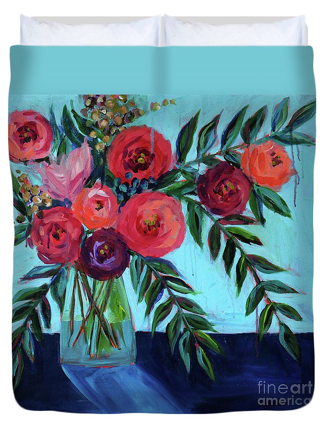 Coral and Blues - Duvet Cover