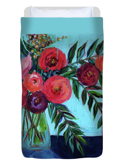 Coral and Blues - Duvet Cover