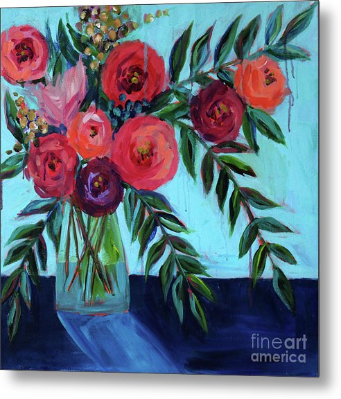Coral and Blues - Metal Print