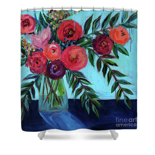 Coral and Blues - Shower Curtain