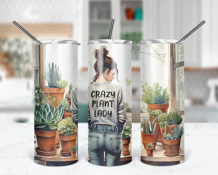 Crazy Plant Lady – Messy Bun | 20 oz Tumbler