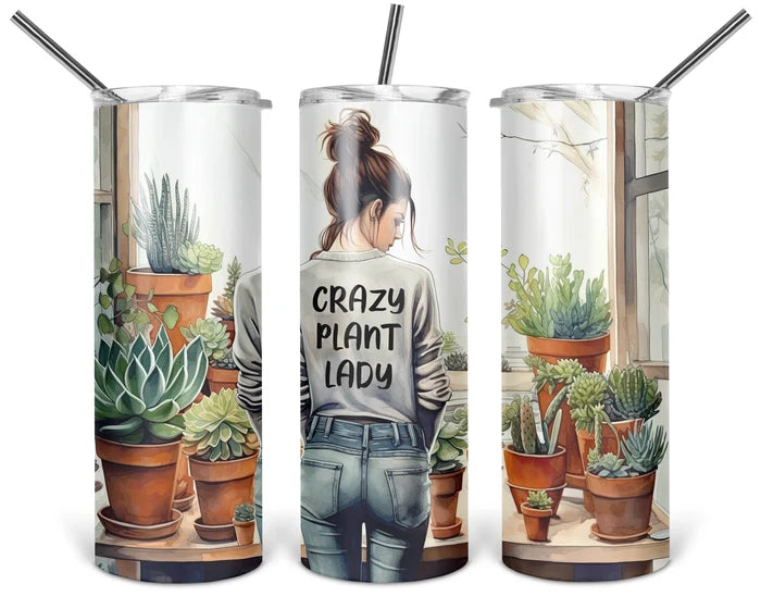 Crazy Plant Lady – Messy Bun | 20 oz Tumbler