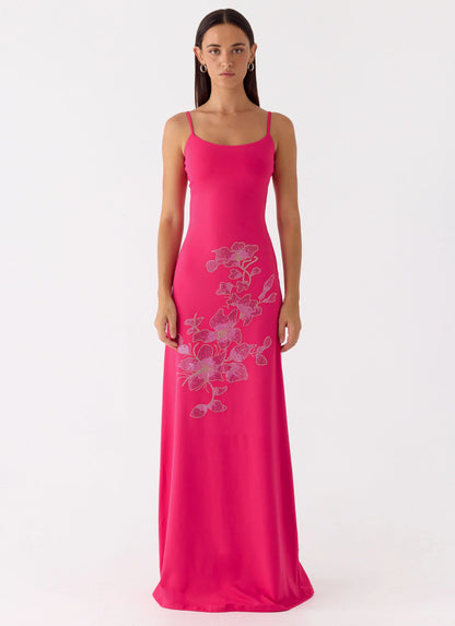 Carmine Embellished Maxi Dress Fuchsia